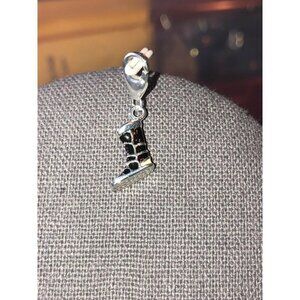 Sterling Silver Black Snow Boot Shoe Charm Jewelry SDO8505